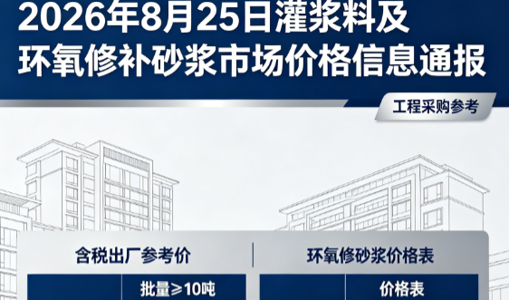 光坡镇2026年8月25日灌浆料及环氧修补砂浆市场价格信息通报